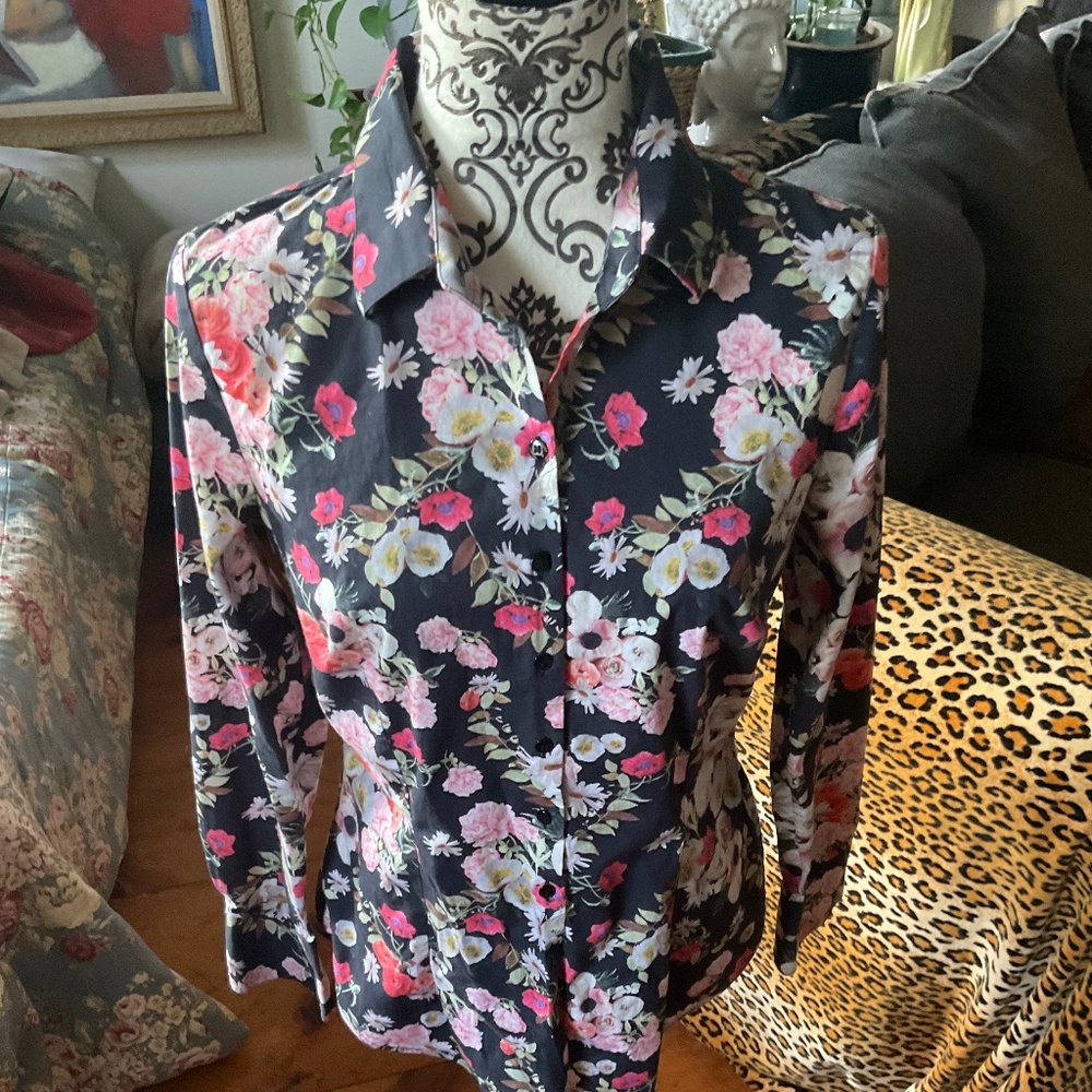 HAWES & CURTIS fitted cotton blend floral button up - Picture 2 of 16